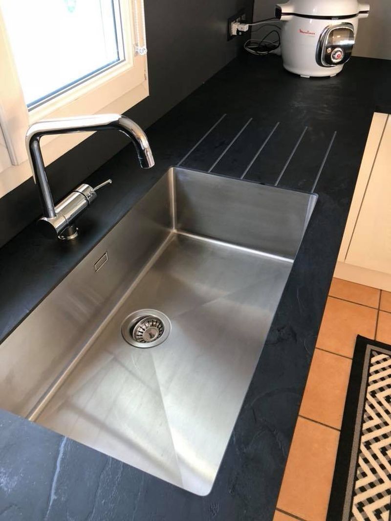 cuisine laquée blanche évier sous plan proche sainte adresse