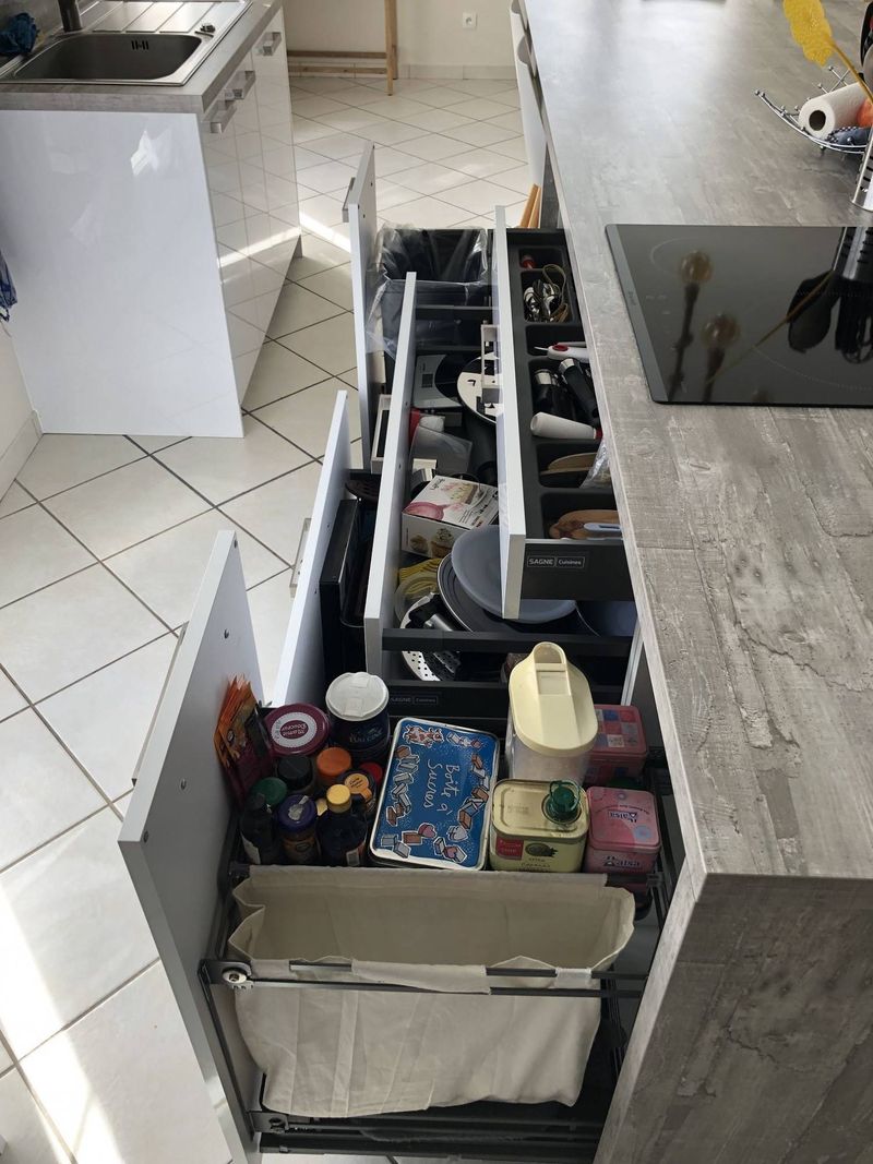 Cuisine Blanc Brillant avec ilot sur Fecamp