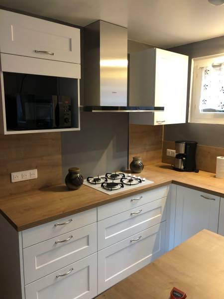 Réalisation d'une cuisine laquée mat à cadre à Yport